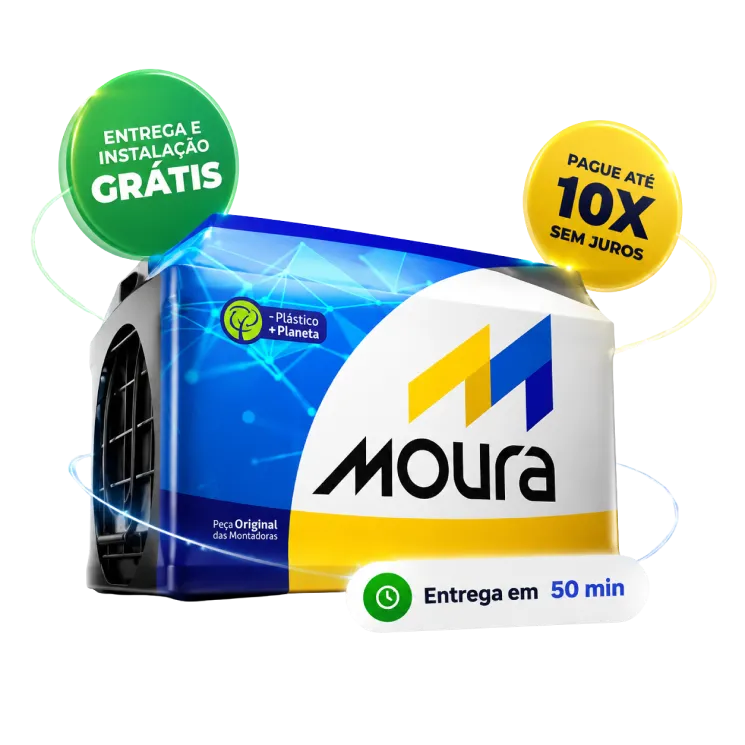 Bateria Moura — entrega e instalação grátis, pague em até 10x sem juros, entrega em 50 minutos